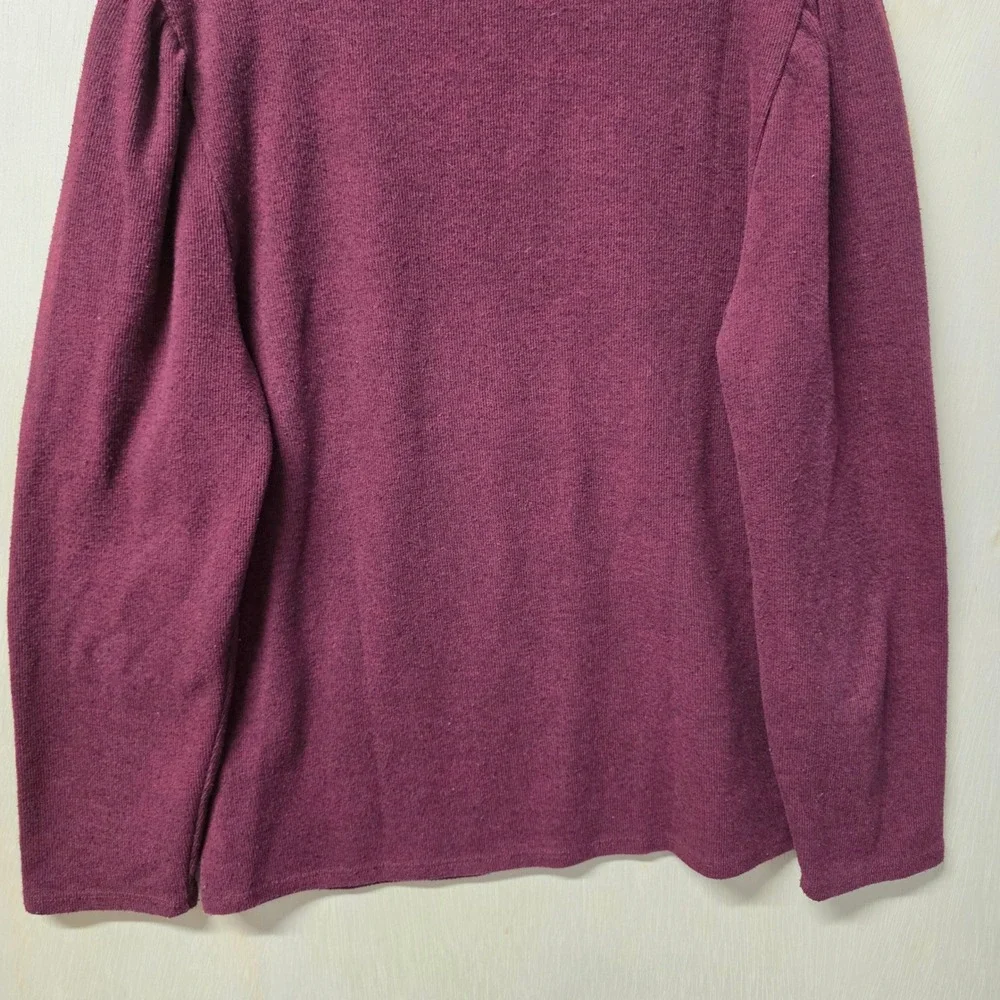 Madewell Burgundy Mock Neck Puff Sleeve Textured Knit Top XL CKP455955837